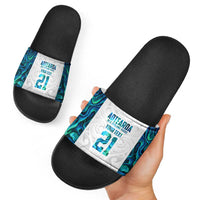 Custom New Zealand Aotearoa Slide Sandals Maori Paua Shell Indigenous LT9 - Polynesian Pride