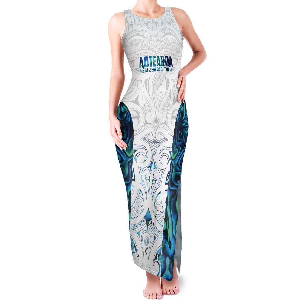 Custom New Zealand Aotearoa Tank Maxi Dress Maori Paua Shell Indigenous LT9 Women Blue - Polynesian Pride