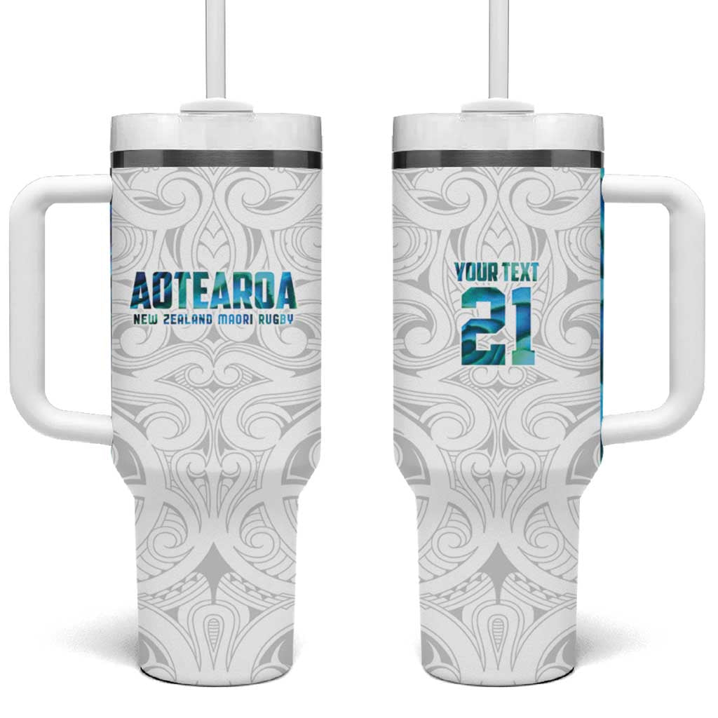 Custom New Zealand Aotearoa Tumbler With Handle Maori Paua Shell Indigenous LT9 One Size: 40 oz Blue - Polynesian Pride