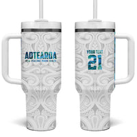 Custom New Zealand Aotearoa Tumbler With Handle Maori Paua Shell Indigenous LT9 One Size: 40 oz Blue - Polynesian Pride