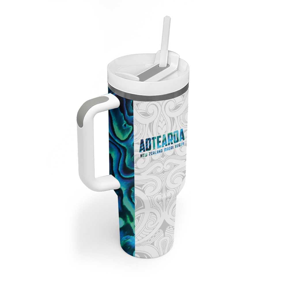 Custom New Zealand Aotearoa Tumbler With Handle Maori Paua Shell Indigenous LT9 - Polynesian Pride