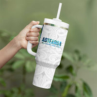 Custom New Zealand Aotearoa Tumbler With Handle Maori Paua Shell Indigenous LT9 - Polynesian Pride