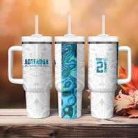 Custom New Zealand Aotearoa Tumbler With Handle Maori Paua Shell Indigenous LT9 - Polynesian Pride