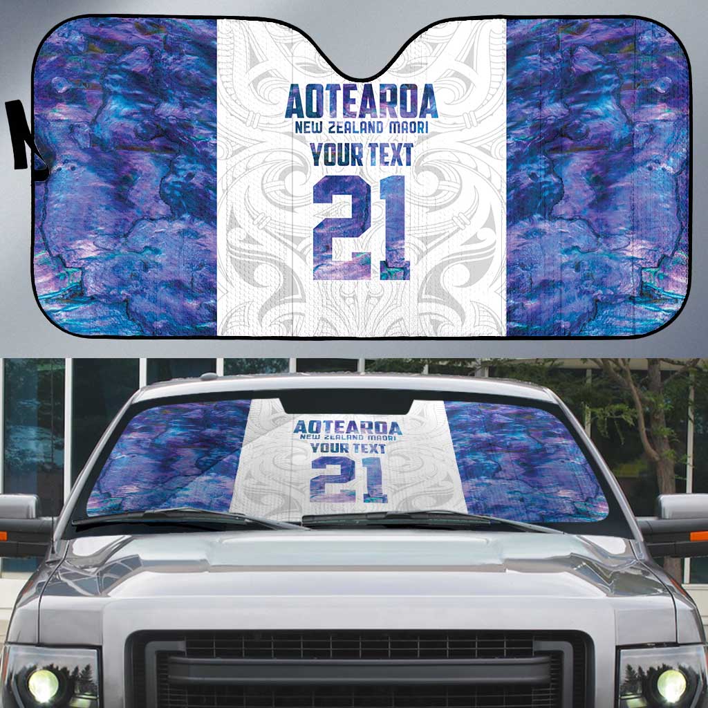 Custom New Zealand Aotearoa Auto Sun Shade Purple Maori Paua Shell Indigenous LT9 Purple - Polynesian Pride