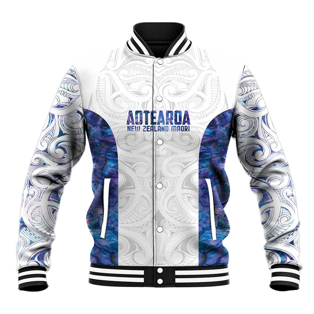 Custom New Zealand Aotearoa Baseball Jacket Purple Maori Paua Shell Indigenous LT9 Unisex Purple - Polynesian Pride