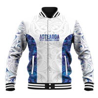 Custom New Zealand Aotearoa Baseball Jacket Purple Maori Paua Shell Indigenous LT9 Unisex Purple - Polynesian Pride