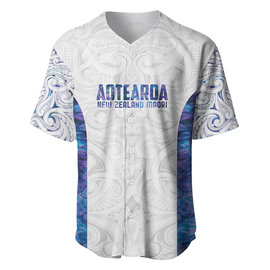 Custom New Zealand Aotearoa Baseball Jersey Purple Maori Paua Shell Indigenous LT9 Purple - Polynesian Pride