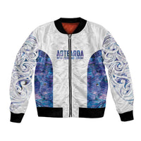 Custom New Zealand Aotearoa Bomber Jacket Purple Maori Paua Shell Indigenous LT9 Unisex Purple - Polynesian Pride