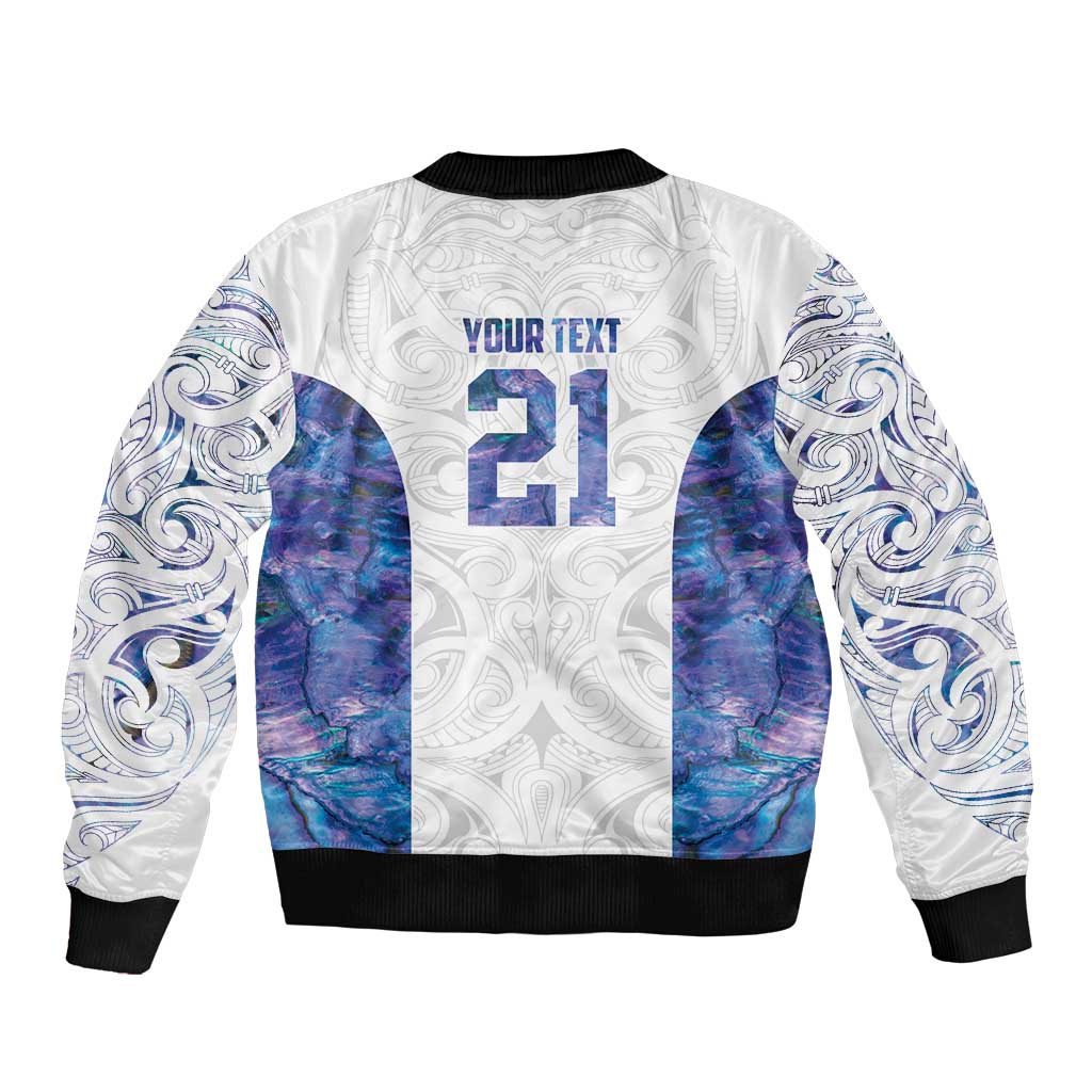 Custom New Zealand Aotearoa Bomber Jacket Purple Maori Paua Shell Indigenous LT9 - Polynesian Pride