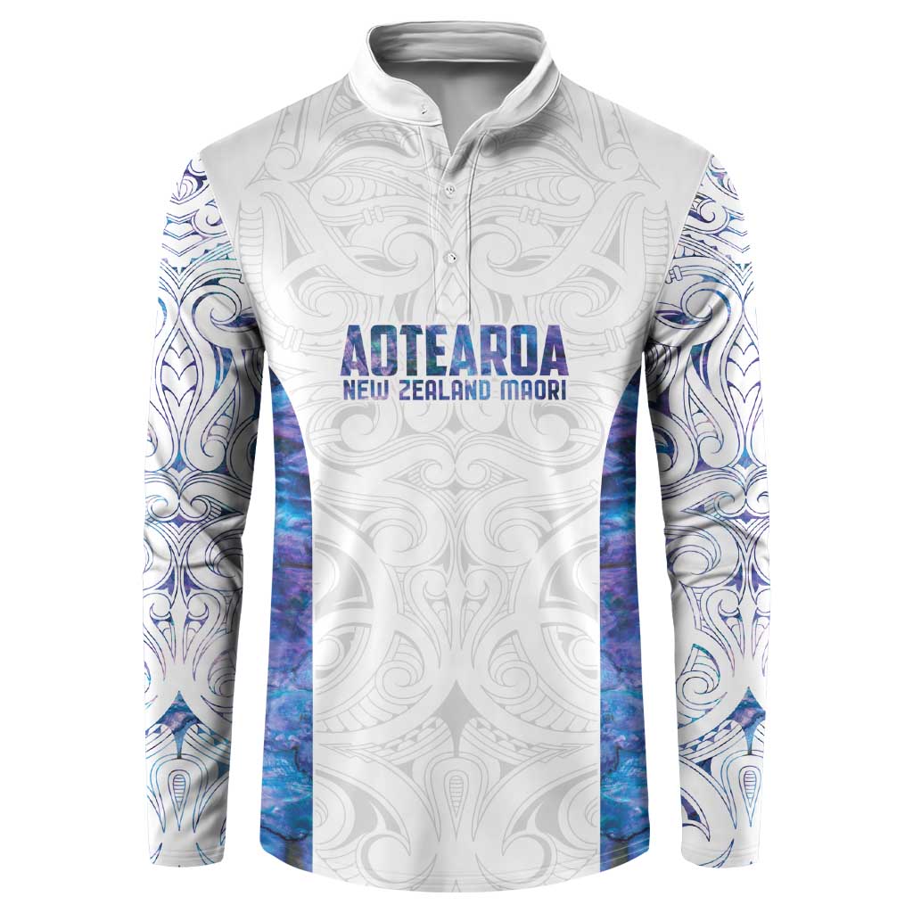 Custom New Zealand Aotearoa Button Sweatshirt Purple Maori Paua Shell Indigenous LT9 Purple - Polynesian Pride