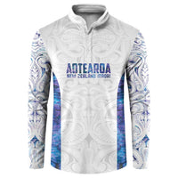 Custom New Zealand Aotearoa Button Sweatshirt Purple Maori Paua Shell Indigenous LT9 Purple - Polynesian Pride