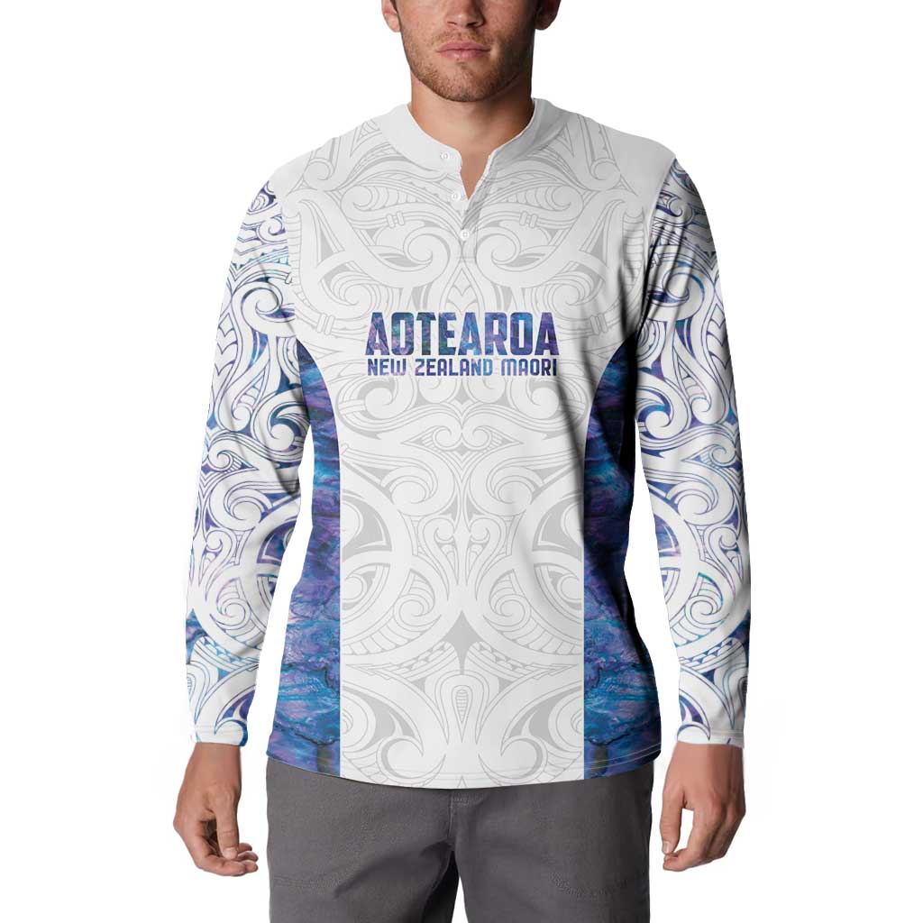 Custom New Zealand Aotearoa Button Sweatshirt Purple Maori Paua Shell Indigenous LT9 - Polynesian Pride