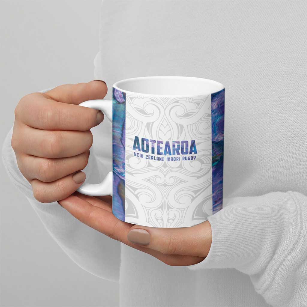 Custom New Zealand Aotearoa Ceramic Mug Purple Maori Paua Shell Indigenous LT9 - Polynesian Pride