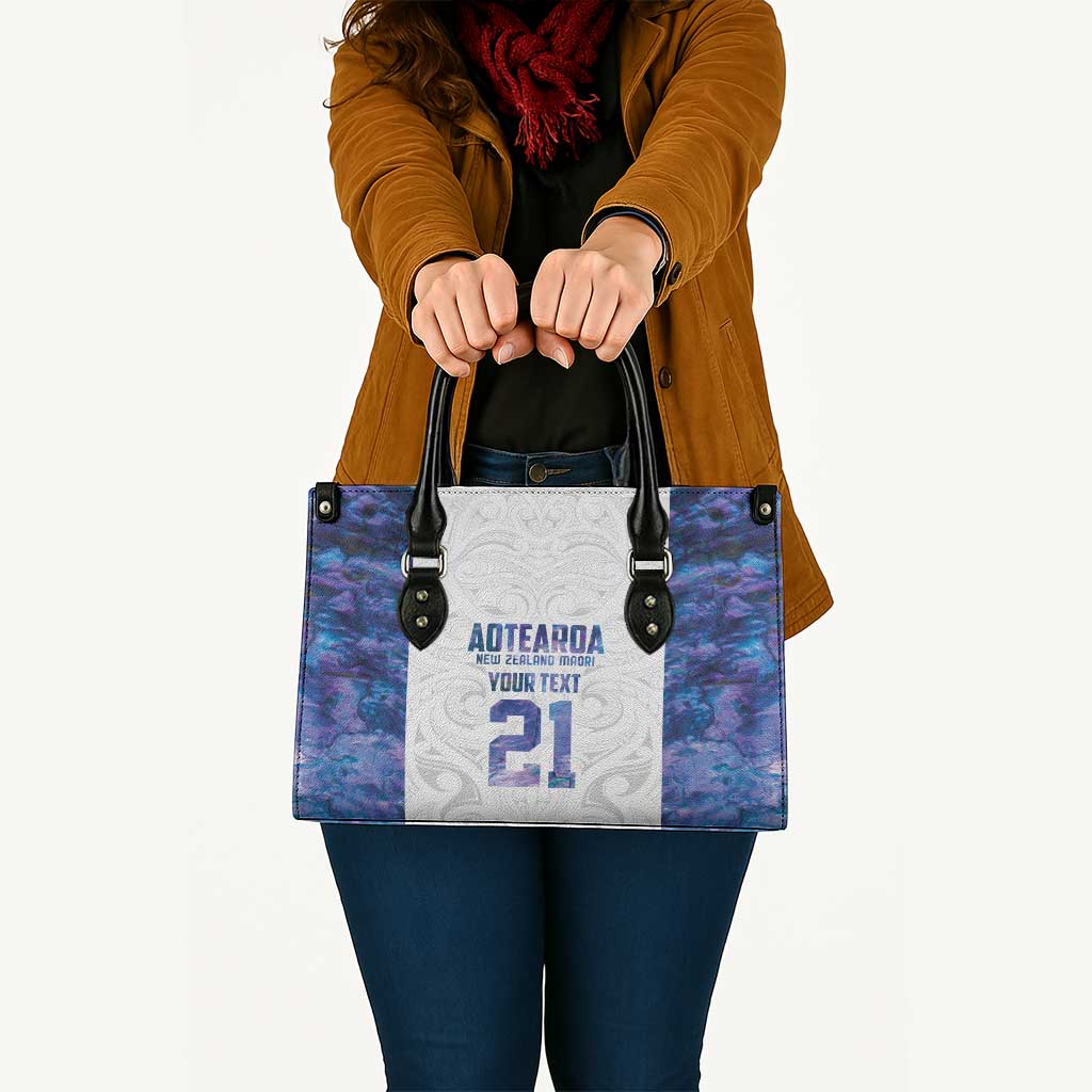 Custom New Zealand Aotearoa Leather Bag Purple Maori Paua Shell Indigenous LT9 Purple - Polynesian Pride