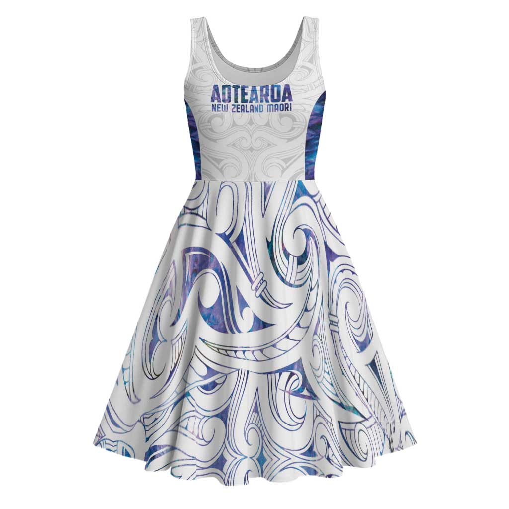 Custom New Zealand Aotearoa Midi Dress Purple Maori Paua Shell Indigenous LT9 Purple - Polynesian Pride
