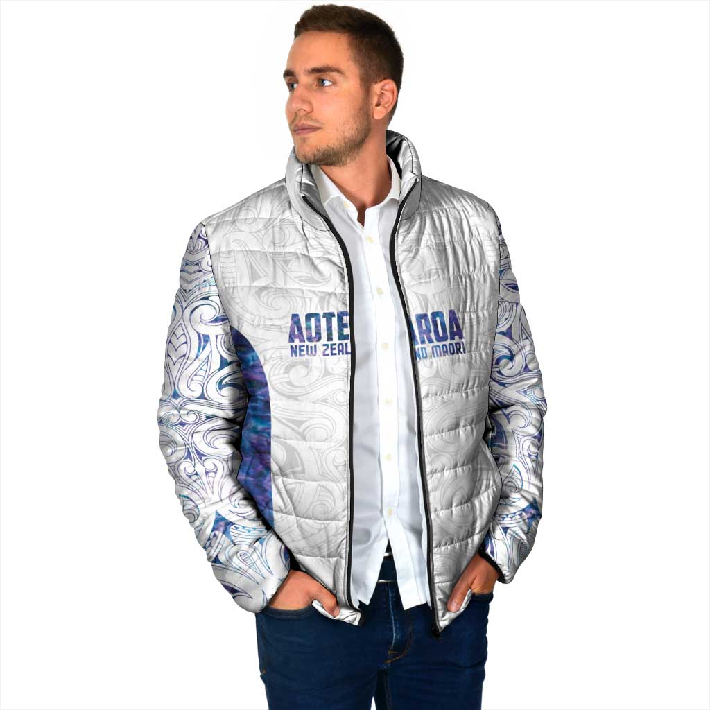 Custom New Zealand Aotearoa Padded Jacket Purple Maori Paua Shell Indigenous LT9 - Polynesian Pride