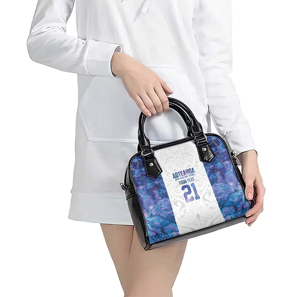 Custom New Zealand Aotearoa Shoulder Handbag Purple Maori Paua Shell Indigenous LT9 - Polynesian Pride