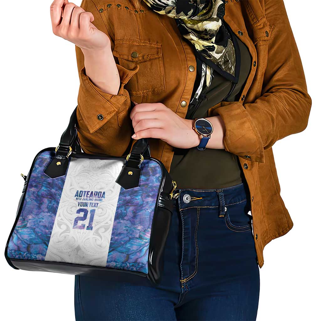 Custom New Zealand Aotearoa Shoulder Handbag Purple Maori Paua Shell Indigenous LT9 - Polynesian Pride