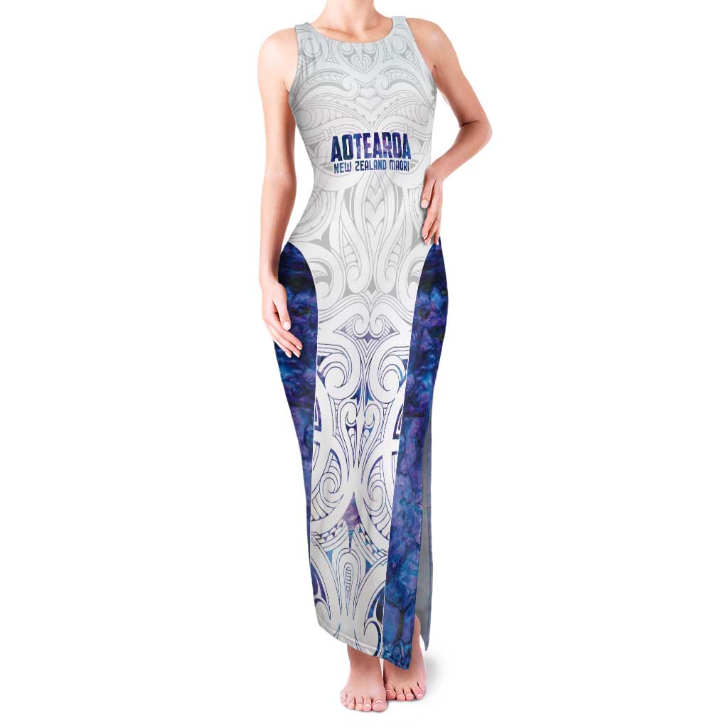 Custom New Zealand Aotearoa Tank Maxi Dress Purple Maori Paua Shell Indigenous LT9 Women Purple - Polynesian Pride