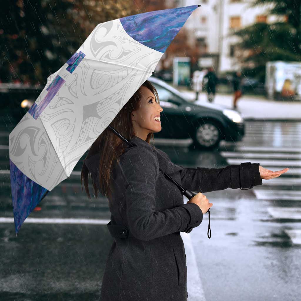 Custom New Zealand Aotearoa Umbrella Purple Maori Paua Shell Indigenous LT9 - Polynesian Pride