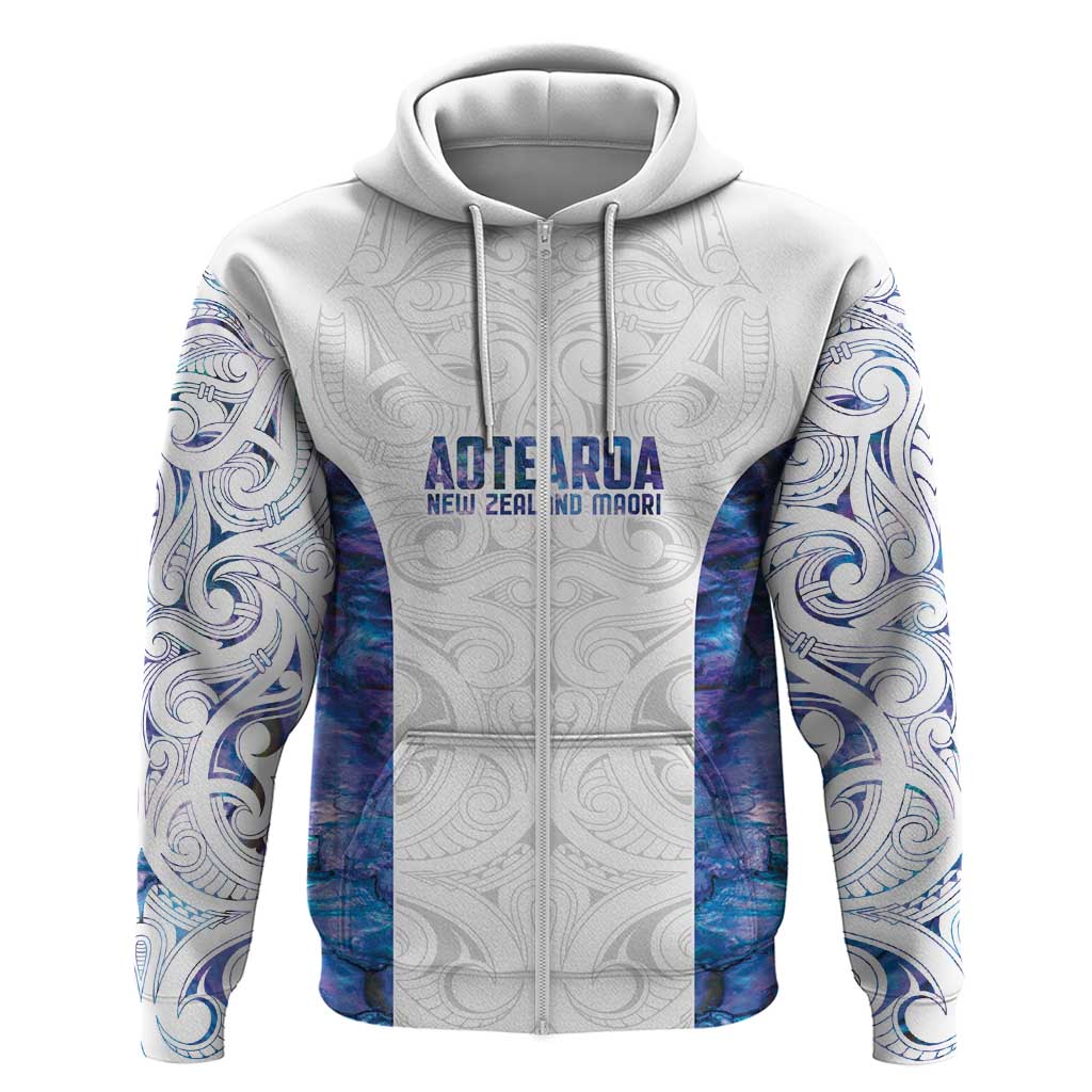 Custom New Zealand Aotearoa Zip Hoodie Purple Maori Paua Shell Indigenous LT9 Zip Hoodie Purple - Polynesian Pride