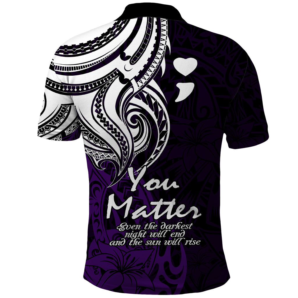 Your Matter Suicide Prevention Polo Shirt Purple Polynesian Tribal LT9 - Polynesian Pride