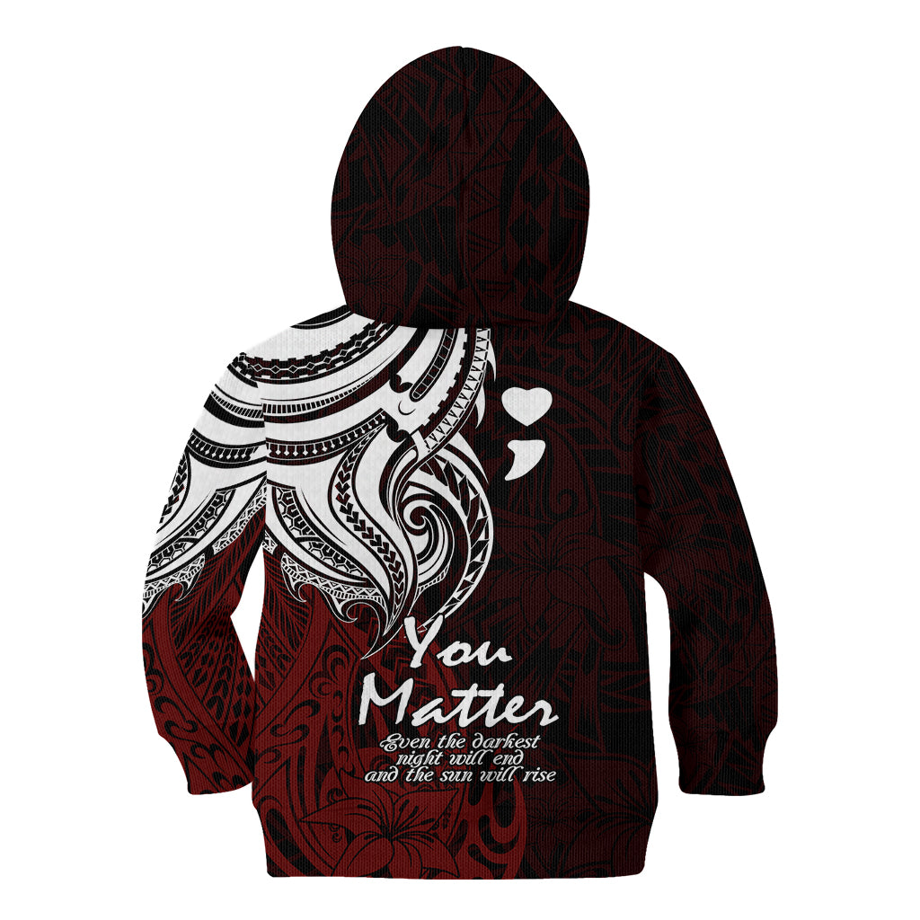 Your Matter Suicide Prevention Kid Hoodie Red Polynesian Tribal LT9 - Polynesian Pride