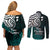Your Matter Suicide Prevention Couples Matching Off Shoulder Short Dress and Long Sleeve Button Shirts Turqoise Polynesian Tribal LT9 - Polynesian Pride
