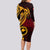 Papua New Guinea Island Long Sleeve Bodycon Dress Bird of Paradise with Gold Polynesian Tribal LT9 - Polynesian Pride