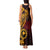 Papua New Guinea Island Tank Maxi Dress Bird of Paradise with Gold Polynesian Tribal LT9 - Polynesian Pride