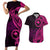 Papua New Guinea Island Couples Matching Short Sleeve Bodycon Dress and Hawaiian Shirt Bird of Paradise with Pink Polynesian Tribal LT9 Pink - Polynesian Pride