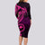 Papua New Guinea Island Long Sleeve Bodycon Dress Bird of Paradise with Pink Polynesian Tribal LT9 - Polynesian Pride