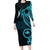 Papua New Guinea Island Long Sleeve Bodycon Dress Bird of Paradise with Aqua Polynesian Tribal LT9 Long Dress Aqua - Polynesian Pride