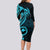 Papua New Guinea Island Long Sleeve Bodycon Dress Bird of Paradise with Aqua Polynesian Tribal LT9 - Polynesian Pride