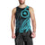 Papua New Guinea Island Men Tank Top Bird of Paradise with Aqua Polynesian Tribal LT9 - Polynesian Pride