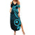 Papua New Guinea Island Summer Maxi Dress Bird of Paradise with Aqua Polynesian Tribal LT9 Women Aqua - Polynesian Pride