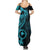 Papua New Guinea Island Summer Maxi Dress Bird of Paradise with Aqua Polynesian Tribal LT9 - Polynesian Pride