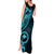 Papua New Guinea Island Tank Maxi Dress Bird of Paradise with Aqua Polynesian Tribal LT9 - Polynesian Pride