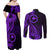 Papua New Guinea Island Couples Matching Off Shoulder Maxi Dress and Long Sleeve Button Shirts Bird of Paradise with Purple Polynesian Tribal LT9 - Polynesian Pride