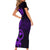 Papua New Guinea Island Short Sleeve Bodycon Dress Bird of Paradise with Purple Polynesian Tribal LT9 - Polynesian Pride