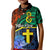 Tafea Day Kid Polo Shirt Vanuatu Sand Drawing With Polynesian Pattern LT9 Kid Blue - Polynesian Pride