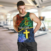 Tafea Day Men Tank Top Vanuatu Sand Drawing With Polynesian Pattern LT9 - Polynesian Pride