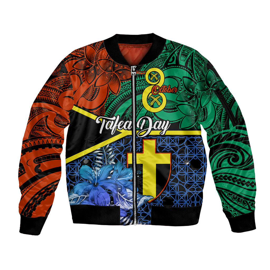 Tafea Day Sleeve Zip Bomber Jacket Vanuatu Sand Drawing With Polynesian Pattern LT9 Unisex Blue - Polynesian Pride