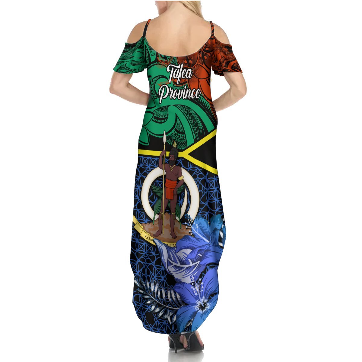 Tafea Day Summer Maxi Dress Vanuatu Sand Drawing With Polynesian Pattern LT9 - Polynesian Pride