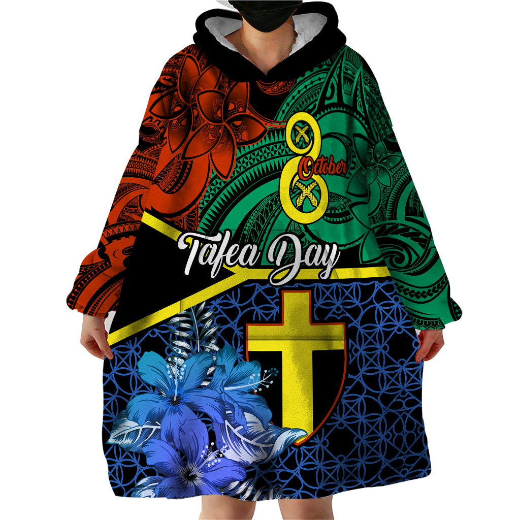 Tafea Day Wearable Blanket Hoodie Vanuatu Sand Drawing With Polynesian Pattern LT9 - Polynesian Pride