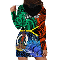Personalised Tafea Day Hoodie Dress Vanuatu Sand Drawing With Polynesian Pattern LT9 - Polynesian Pride