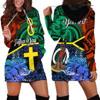 Personalised Tafea Day Hoodie Dress Vanuatu Sand Drawing With Polynesian Pattern LT9 - Polynesian Pride