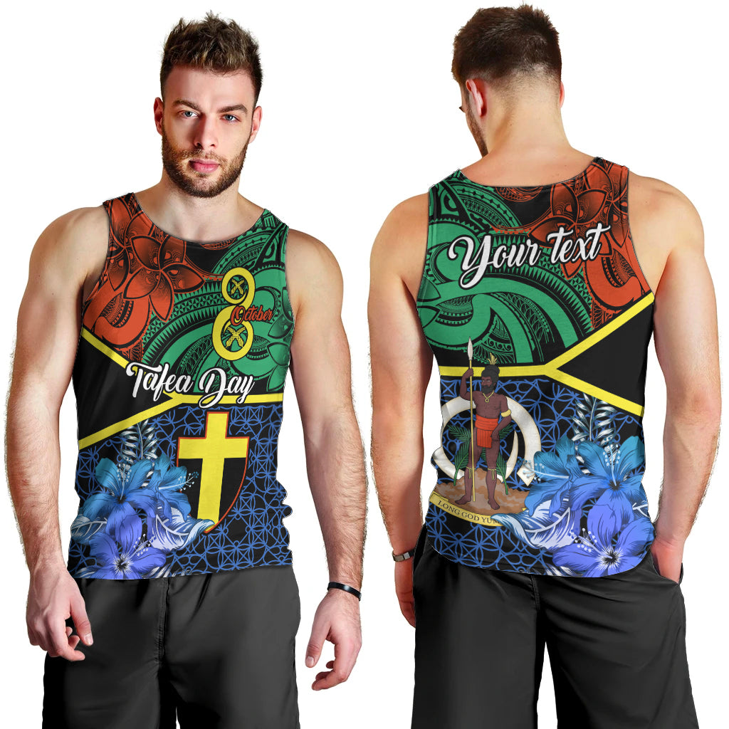 Personalised Tafea Day Men Tank Top Vanuatu Sand Drawing With Polynesian Pattern LT9 - Polynesian Pride
