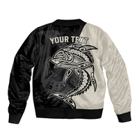 Personalised Polynesia Fishing Bomber Jacket With Maori Hei Matau Fish Hook Gold Art LT9 - Polynesian Pride