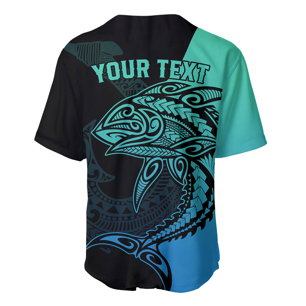 Personalised Polynesia Fishing Baseball Jersey With Maori Hei Matau Fish Hook Turquoise Art LT9 - Polynesian Pride